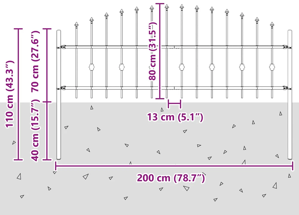 Spyruoklinė tvora ASTEN 200 x 110 cm Juoda