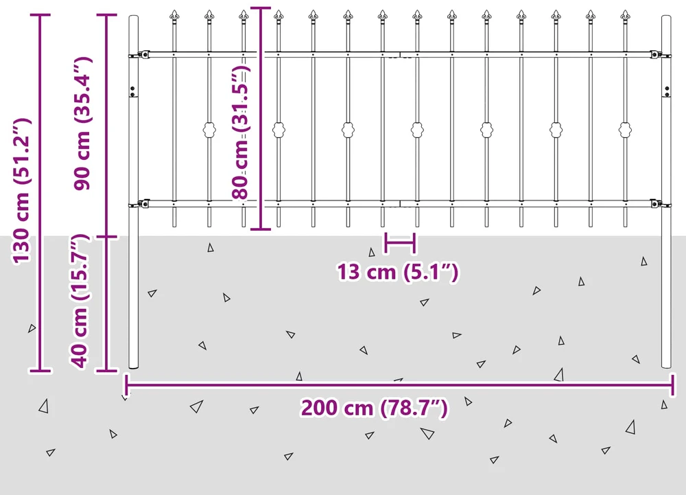 Spyruoklinė tvora ASTEN 200 x 130 cm Juoda