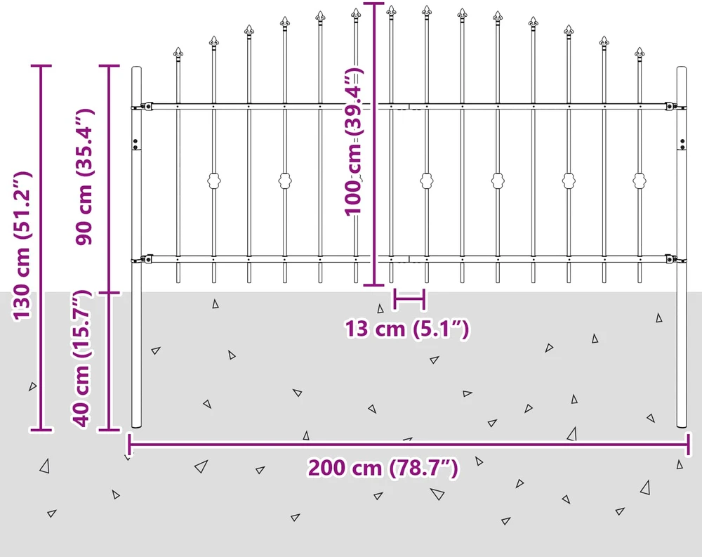Spyruoklinė tvora ASTEN 200 x 130 cm Juoda