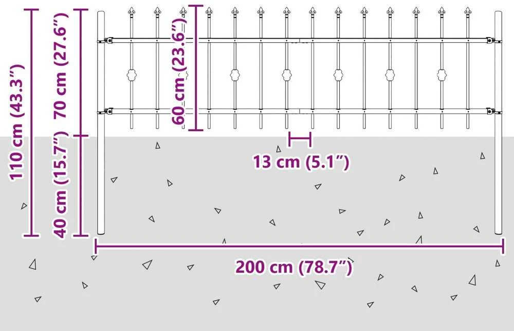 Spyruoklinė tvora ASTEN 200 x 110 cm Juoda