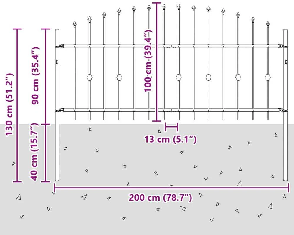 Spyruoklinė tvora ASTEN 200 x 130 cm Juoda