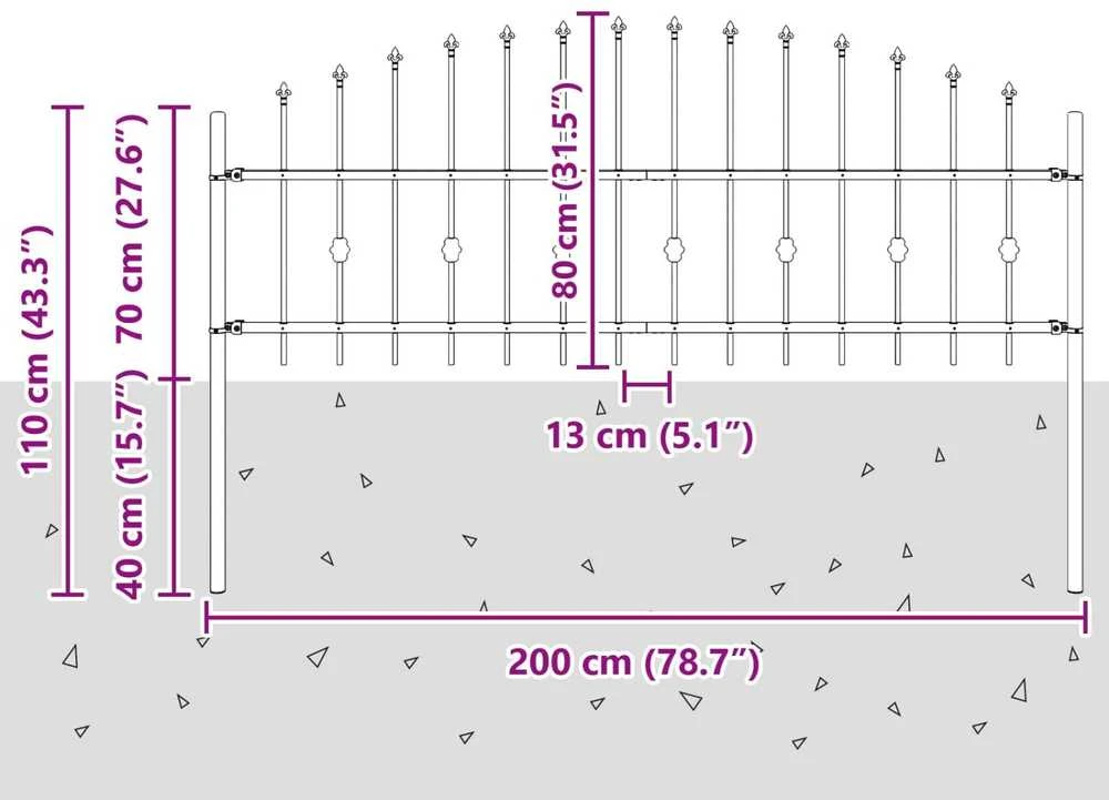 Spyruoklinė tvora ASTEN 200 x 110 cm Juoda