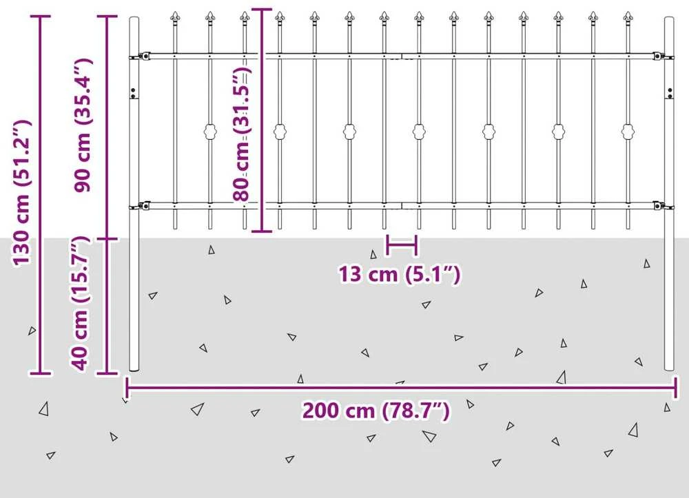 Spyruoklinė tvora ASTEN 200 x 130 cm Juoda