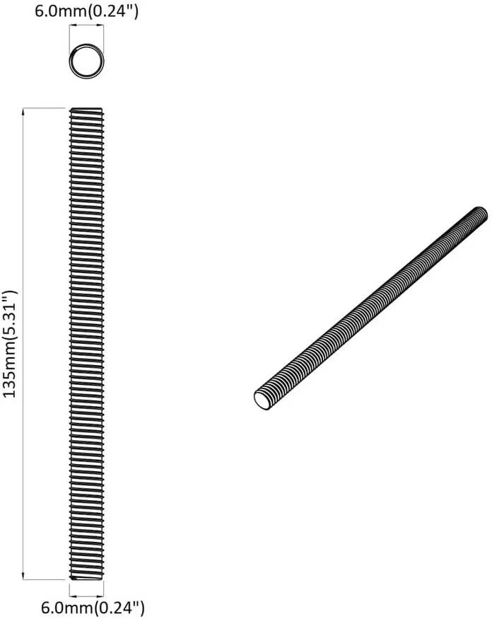 Srieginis strypas 12 vnt. Sidabrinė 6 x 135 mm Plienas