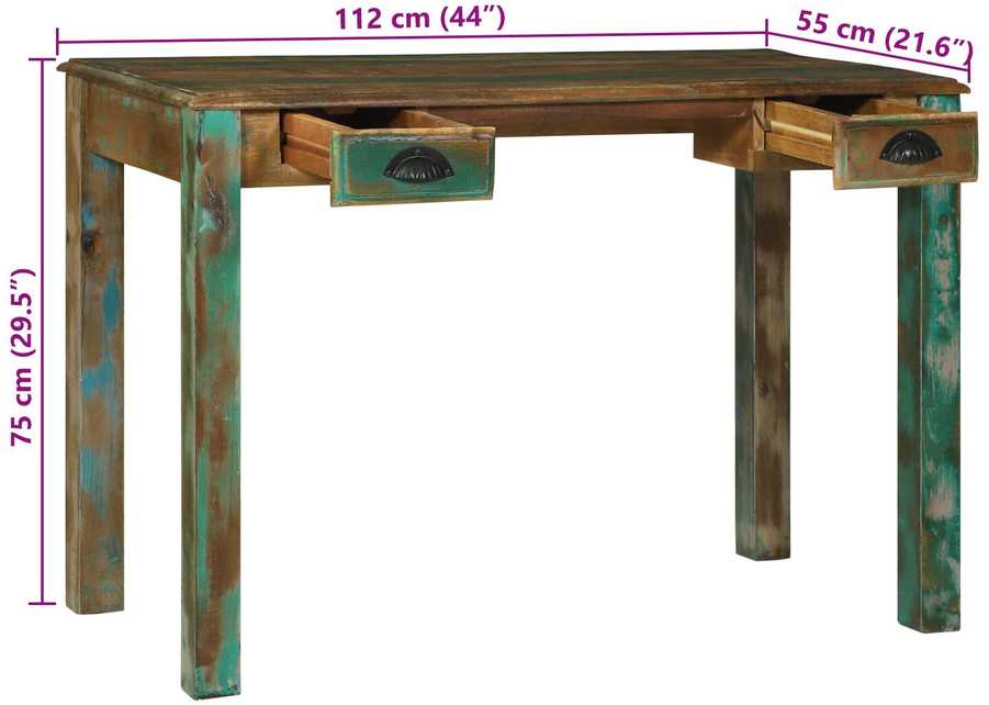 Rašomasis stalas Ruda 112 x 55 x 76 cm Kietas atkurtas medis (Atnaujinta)