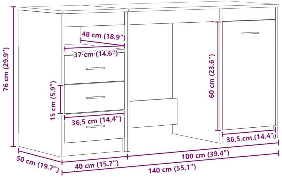 Stalas 2 vnt. Juodas ąžuolas 140 x 50 x 76 cm Apdirbta mediena