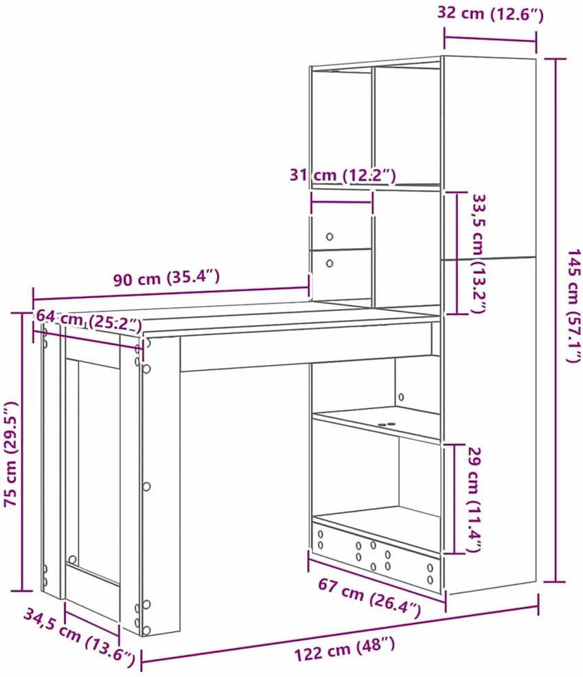 Stalas Amatininkų ąžuolas Apdirbta mediena 122 x 67 x 145 cm