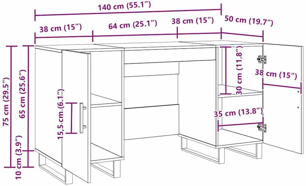 Stalas artisano ąžuolo Apdirbta mediena 140 x 50 x 75 cm