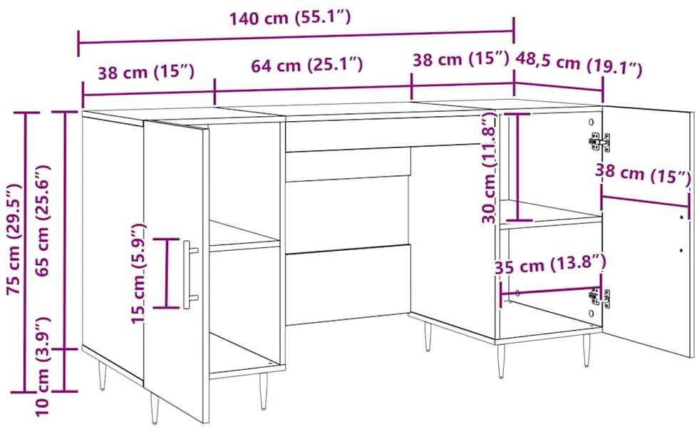 Stalas artisano ąžuolo Apdirbta mediena 140 x 50 x 75 cm