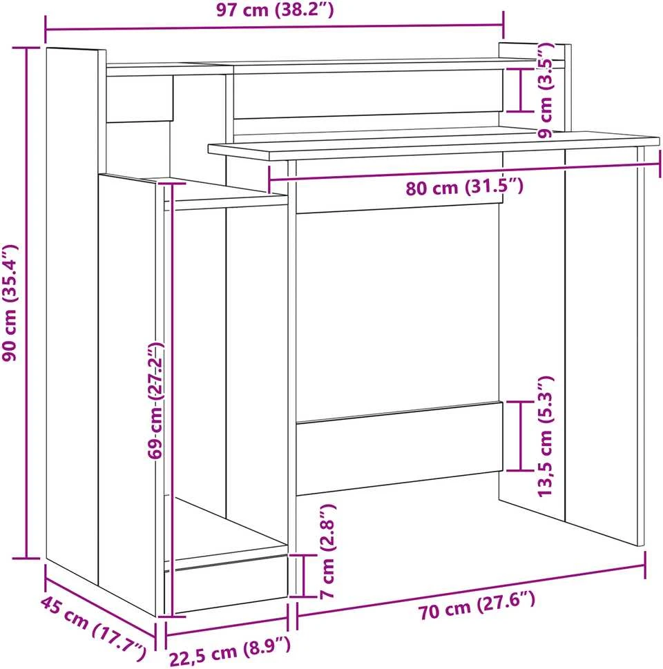 Stalas Amatininkų ąžuolas 97 x 45 x 90 cm Apdirbta mediena