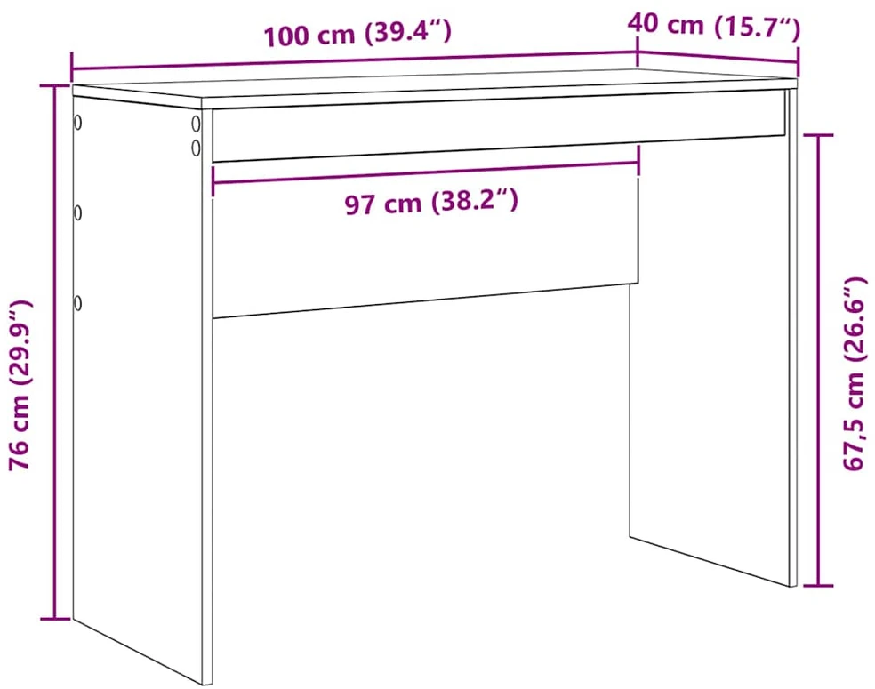 Stalas Balta 100 x 40 x 76 cm