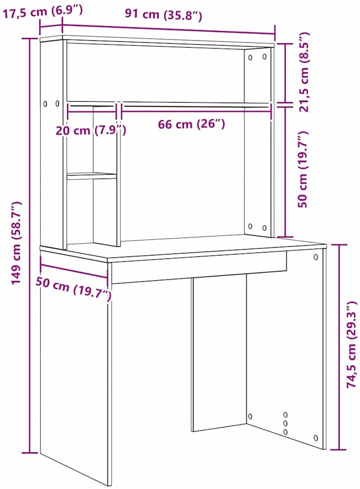Stalas Balta 91 x 50 x 149 cm Apdirbta mediena