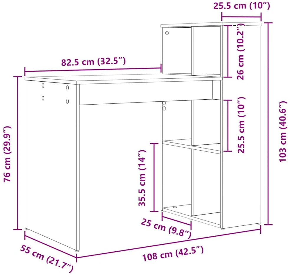 Stalas Balta Apdirbta mediena 108 x 55 x 103.5 cm