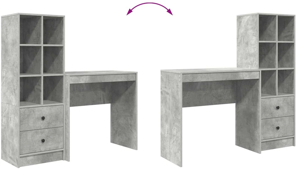 Stalas Betono pilka 125,5 x 40 x 127 cm 2 vnt.