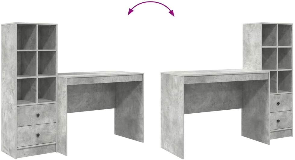 Stalas Betono pilka 145.5 x 50 x 127 cm 2 vnt.