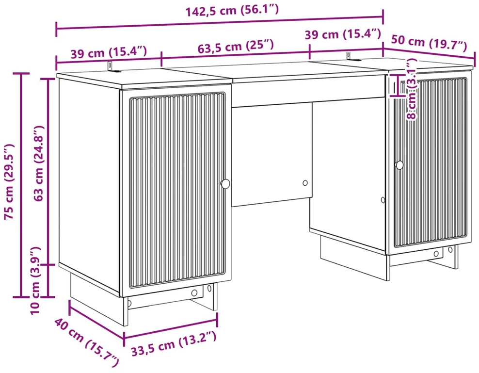 Stalas Juoda Apdirbta mediena 142,5 x 50 x 75 cm