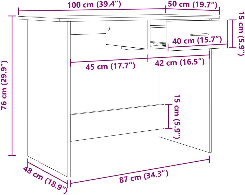 Stalas Juodas ąžuolas 100 x 50 x 76 cm Apdirbta mediena