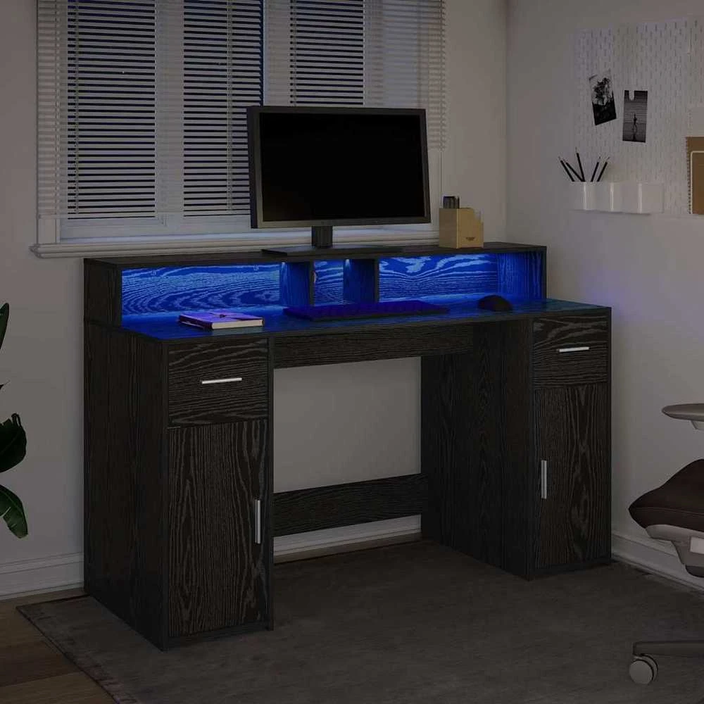 stalas Juodas ąžuolas 140x55x91 cm Inžinerinė mediena