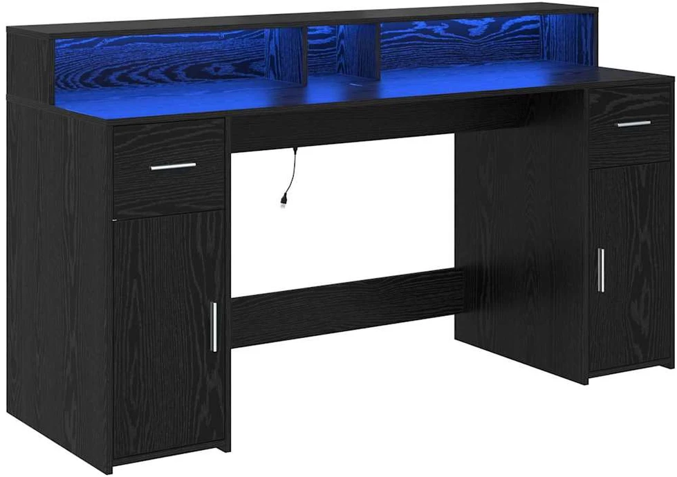 Juodos ąžuolo stalas 160x55x91 cm Inžinerinė mediena