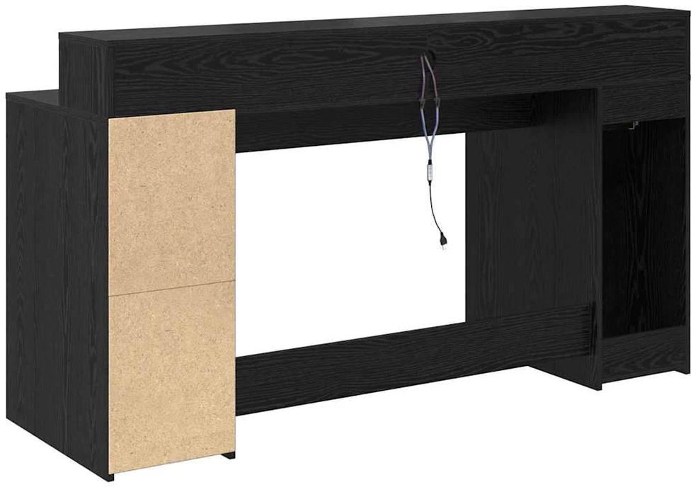 Juodos ąžuolo stalas 160x55x91 cm Inžinerinė mediena