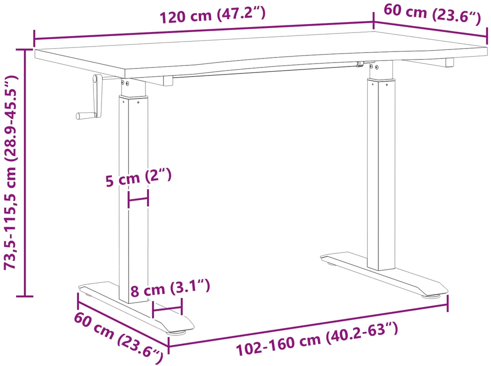 Stalas Juoda ir Tamsiai Ruda 120 x 60 cm Kietas ąžuolo medis
