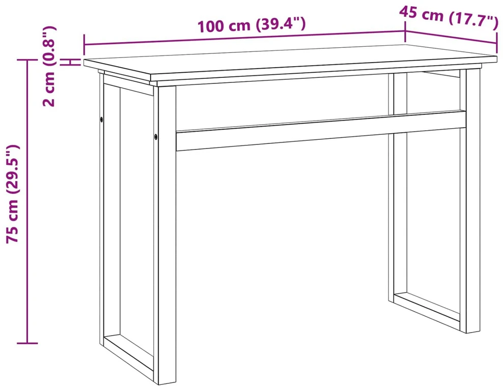 Stalas Natūrali Kieto teka medžio 100 x 45 x 75cm