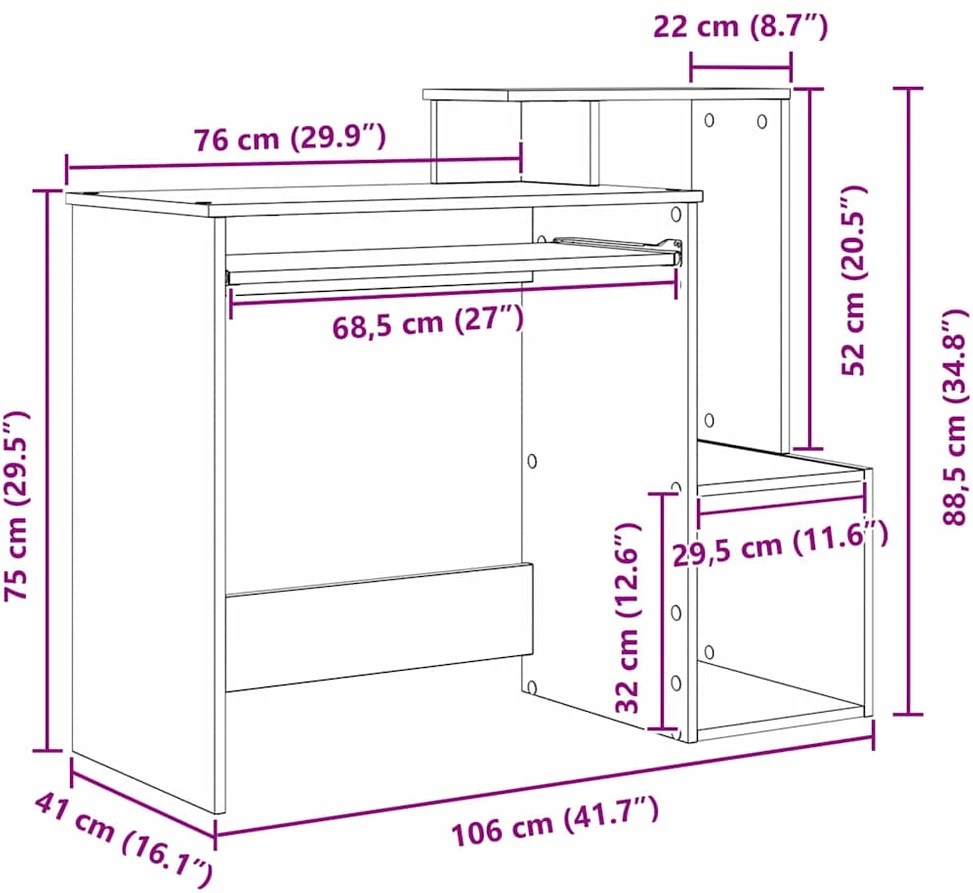 Stalas Rūkyta ąžuolas 106 x 41 x 88.5 cm Apdirbta mediena