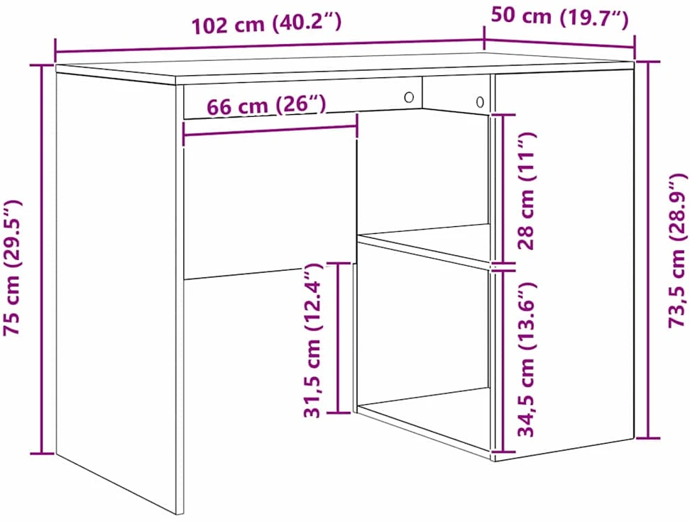 Stalas Senovinis medis Apdirbta mediena 102 x 50 x 75 cm