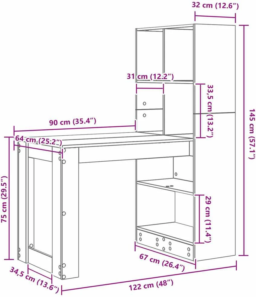 Stalas Balta Apdirbta mediena 122 x 67 x 145 cm
