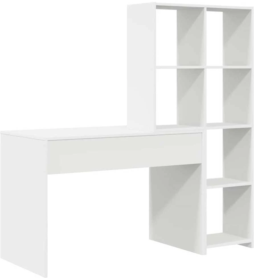 Stalas su lentyna Balta 138,5 x 55 x 143 cm Apdirbta mediena