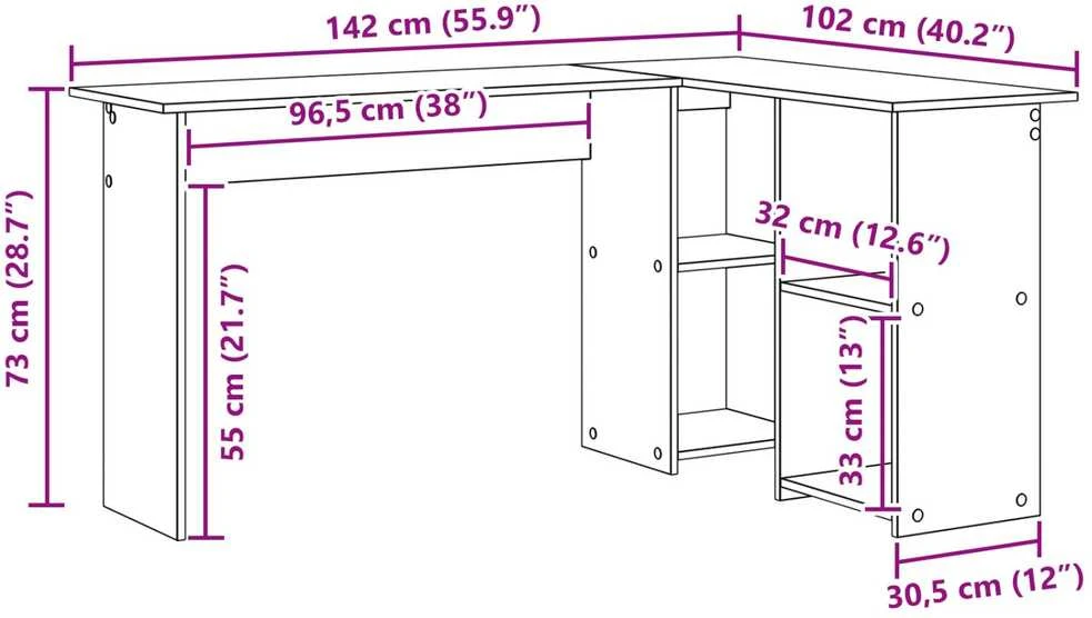 Stalas Balta 142 x 102 x 73 cm Apdirbta mediena