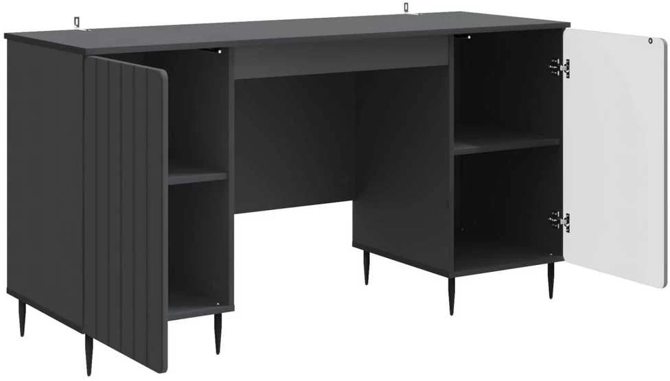 Stalas su lentyna Juoda 142,5 x 50 x 75 cm Apdirbta mediena