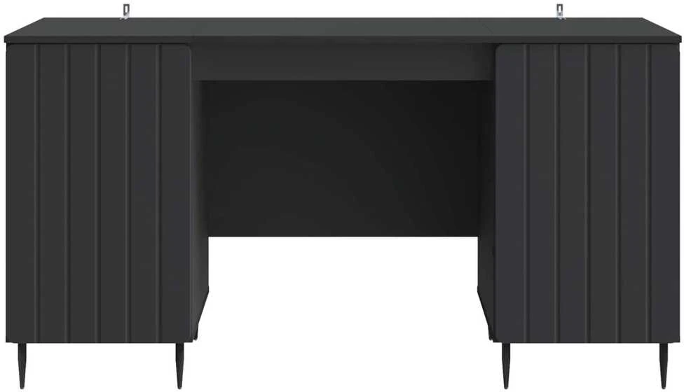 Stalas su lentyna Juoda 142,5 x 50 x 75 cm Apdirbta mediena