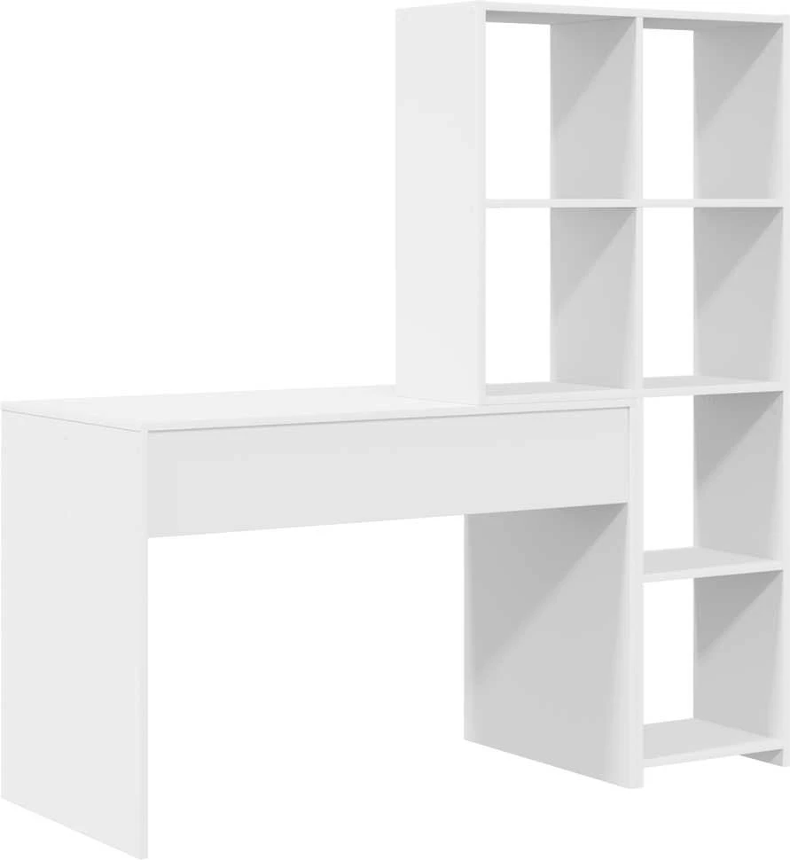Stalas su lentyna Balta 138,5 x 55 x 143 cm Apdirbta mediena