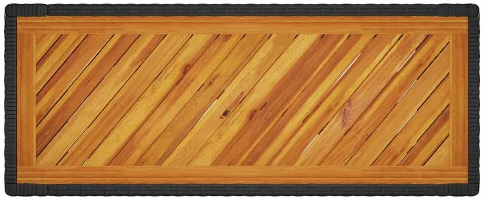 Stalas su mediniu stalviršiu, juodas, 100x40x75cm, poliratanas