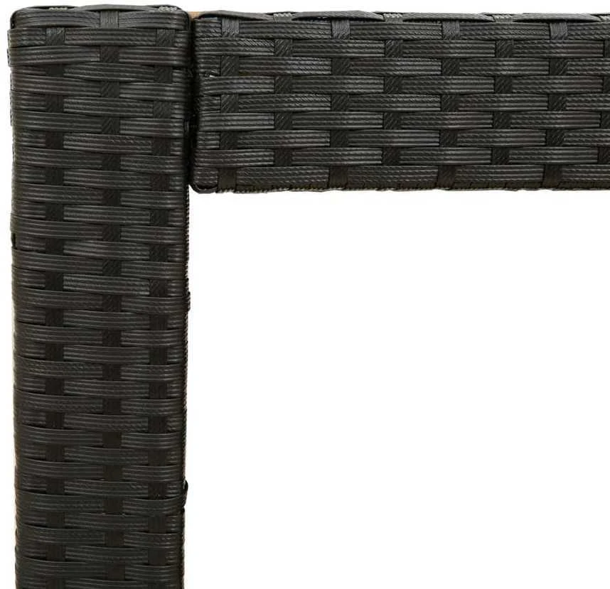 Stalas su mediniu stalviršiu, juodas, 100x40x75cm, poliratanas