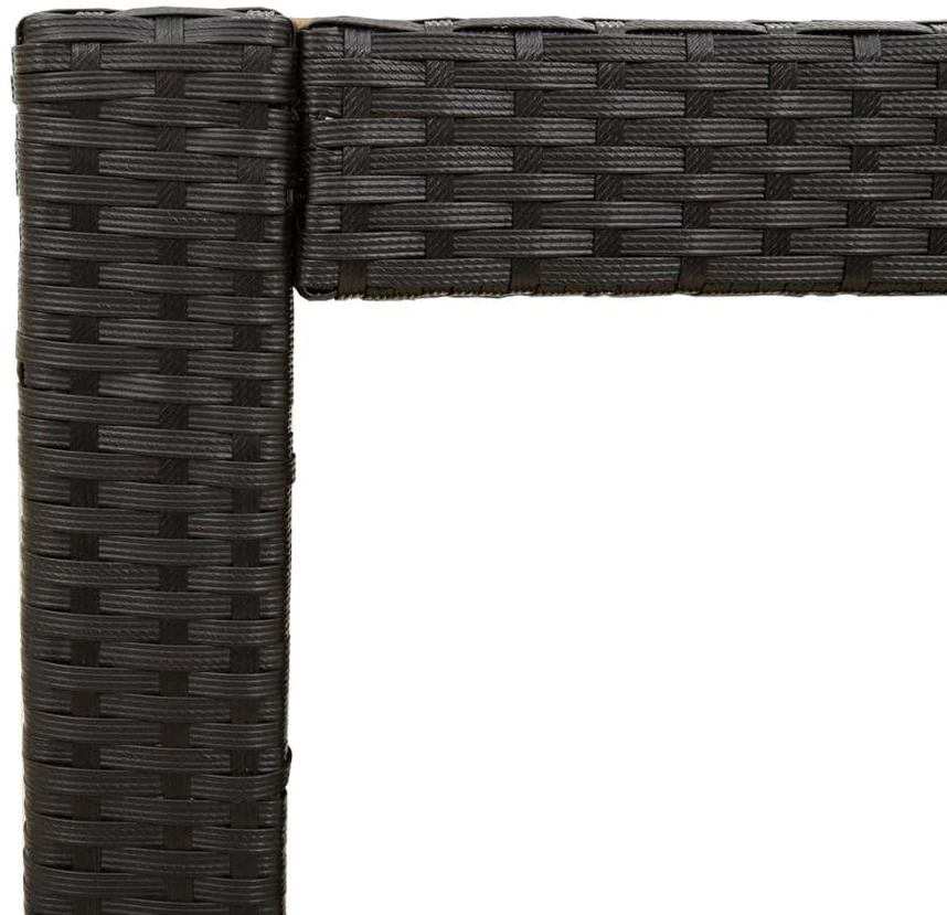Stalas su mediniu stalviršiu, juodas, 100x40x75cm, poliratanas