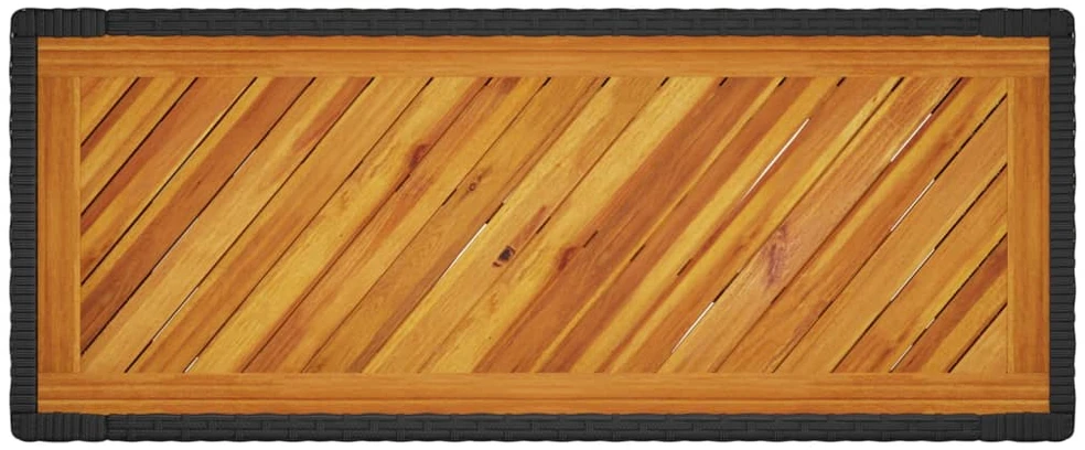 Stalas su mediniu stalviršiu, juodas, 100x40x75cm, poliratanas