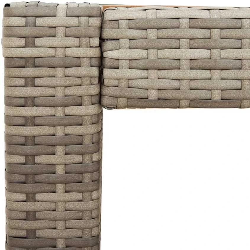 Stalas su mediniu stalviršiu, pilkas, 100x40x75cm, poliratanas