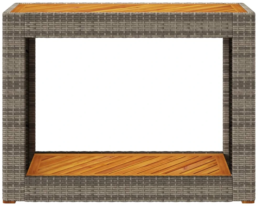 Stalas su mediniu stalviršiu, pilkas, 100x40x75cm, poliratanas