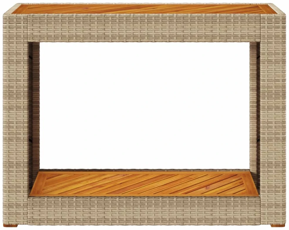 Stalas su mediniu stalviršiu, smėlio, 100x40x75cm, poliratanas