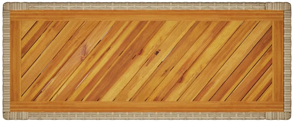 Stalas su mediniu stalviršiu, smėlio, 100x40x75cm, poliratanas