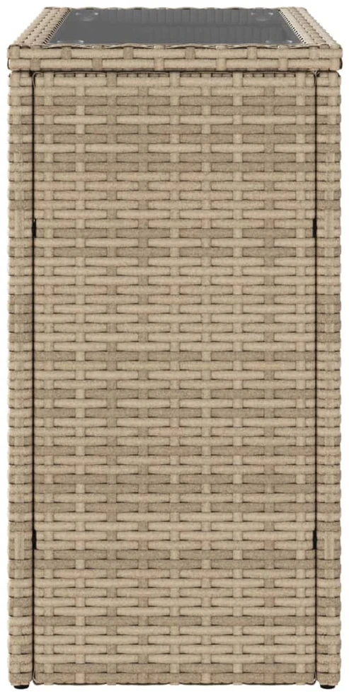Stalas su mediniu stalviršiu, smėlio, 58x27,5x55cm, poliratanas