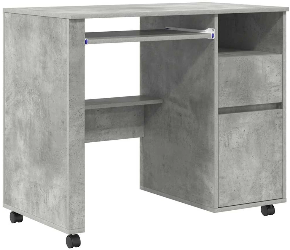 Stalas su ratais Betono pilka Apdirbta mediena 91 x 50 x 77 cm