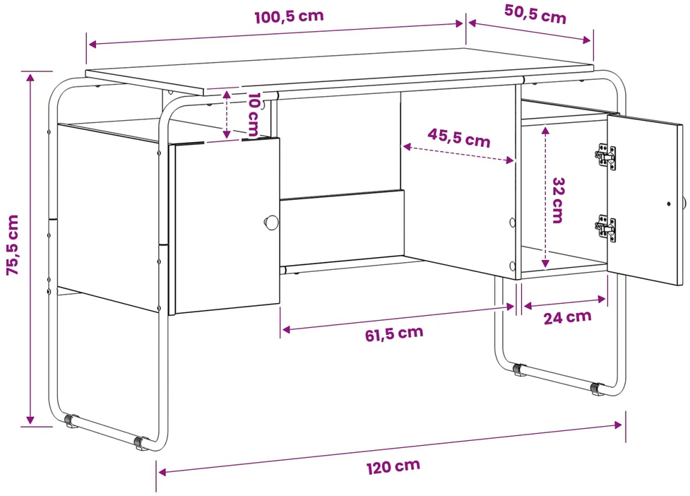 Stalas su saugojimo vieta Ąžuolo mediena 120 x 50.5 x 75.5 cm