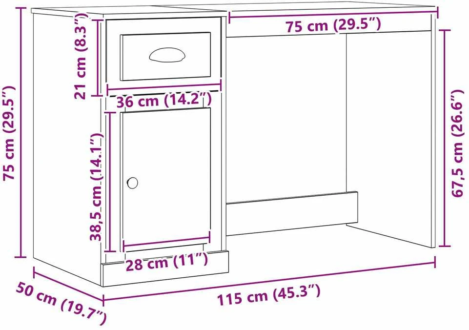 Stalas Juodas ąžuolas 50 x 115 x 75 cm Apdirbta mediena
