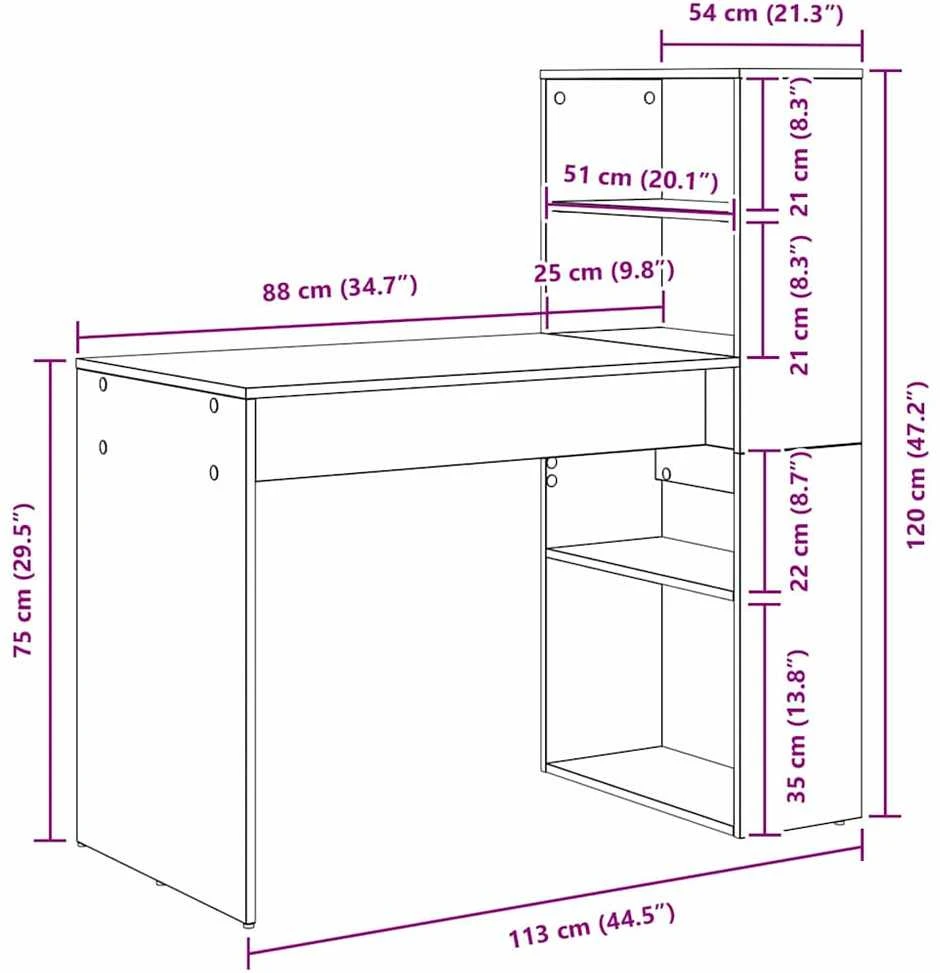 Stalas Balta Apdirbta mediena 113 x 54 x 120 cm