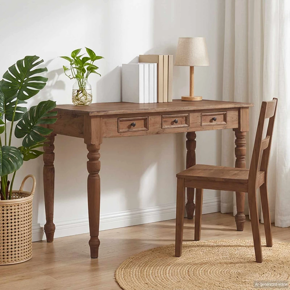 Stalas su stalčiais, 117x57x75cm, raudonmedžio medienos masyvas