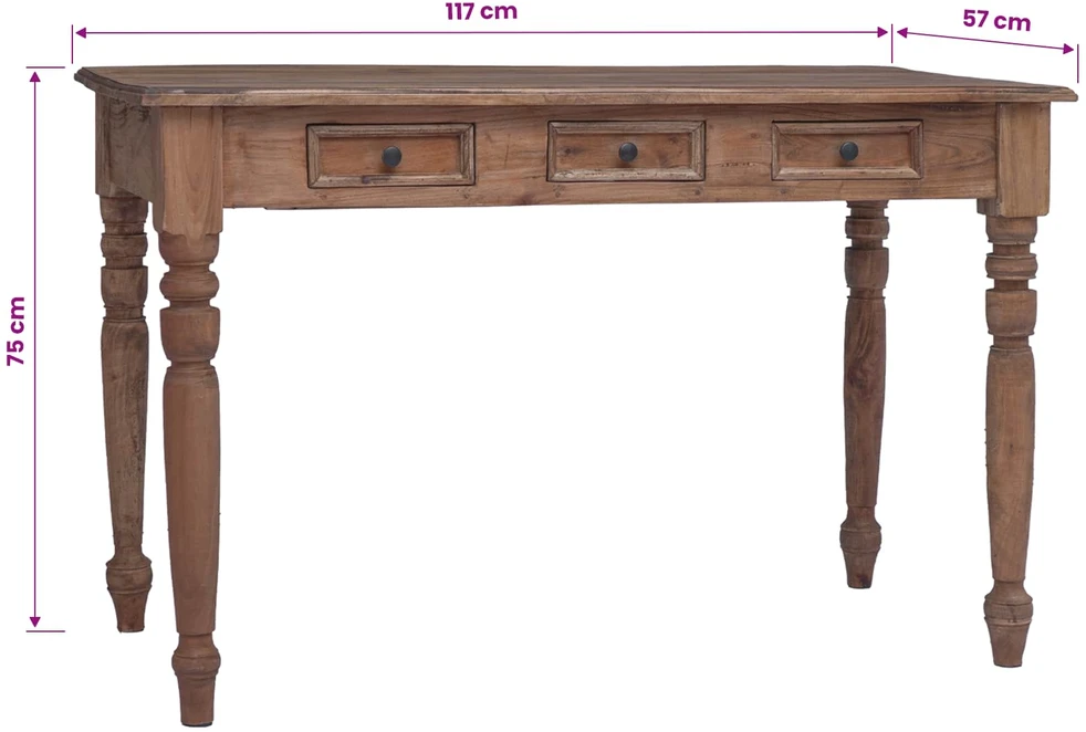 Stalas su stalčiais, 117x57x75cm, raudonmedžio medienos masyvas