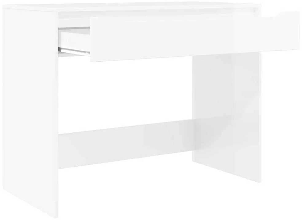 Stalas su stalčių Aukšto Blizgesio Baltas 100 x 50 x 78 cm